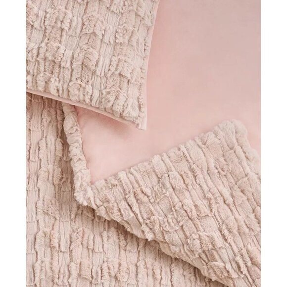 UGG Denai Faux Fur Reversible Comforter Set Full Queen Pink $170 - Picture 4 of 5